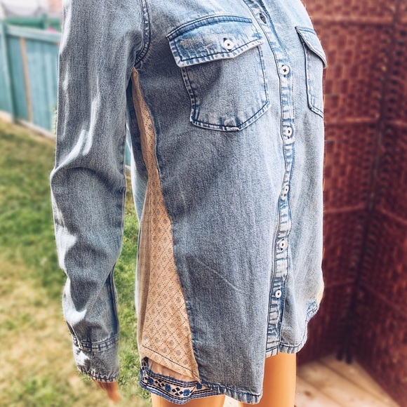 Billabong Denim Shirt with Lace - Picture 7 of 15